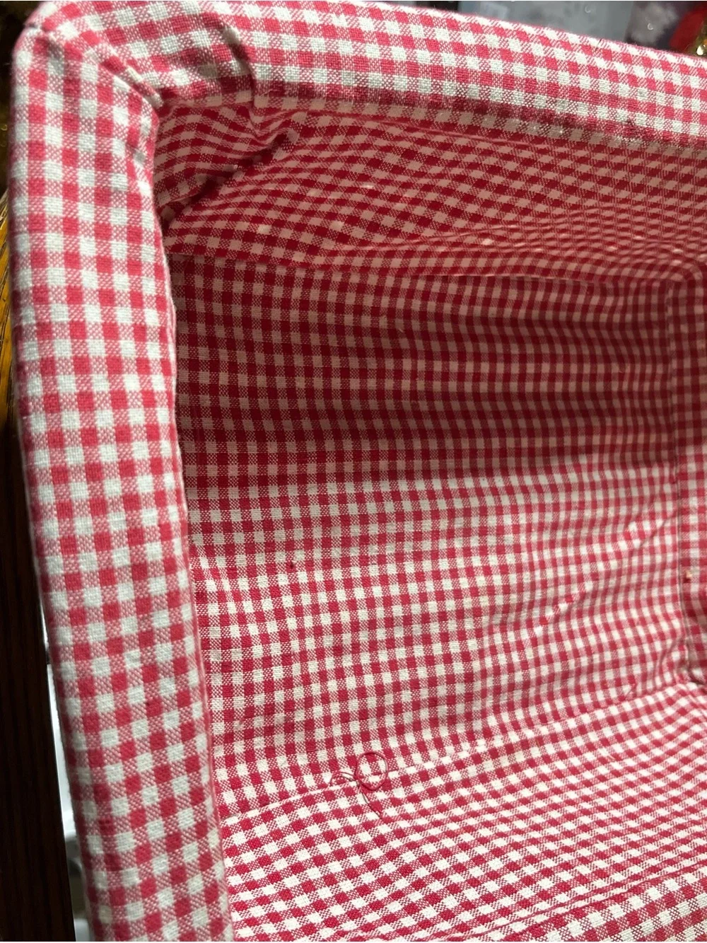 Wicker Basket Set with Red Gingham Liner